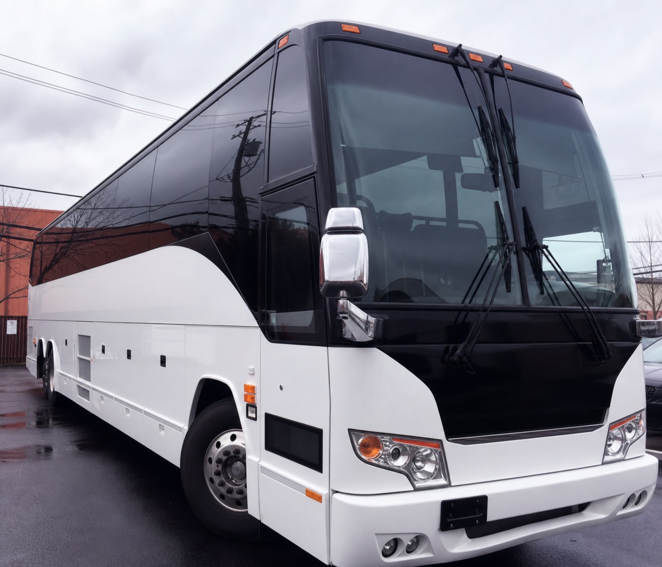 56-passenger coach bus exterior for large group transportation